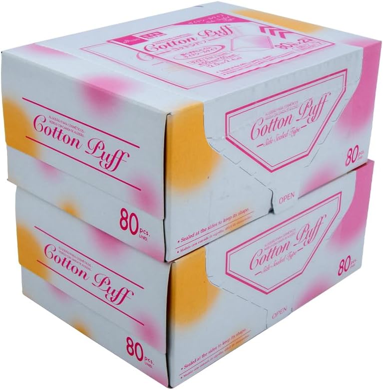 Daiso Side-Sealed Cotton Puffs - Premium 100% Cotton Face Pads for Skincare & Makeup Removal - 80 Count (Pack of 2, 160 Total Pieces) - Image 2